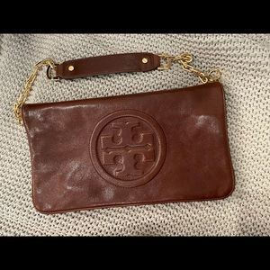 Tory Burch Reva Bombe Clutch Chocolate Brown